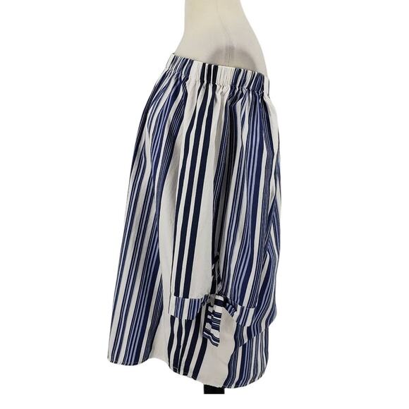 Per Se Off Shoulder Striped Cotton Top - Size Large - Resort Prep Beach - Picture 4 of 6
